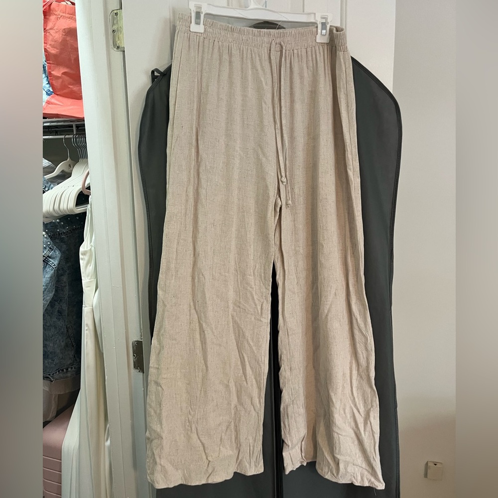 Linen tan colored XL flowy altar’d state pants